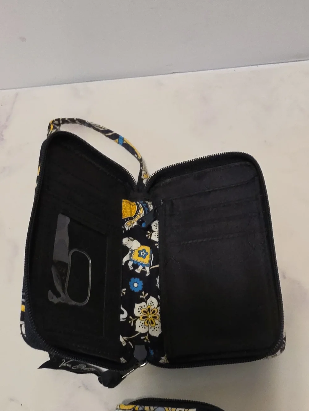 Vera Bradley Quilted Floral Zip Wristlet Wallet - Navy, Yellow & White Set Of 2 - Picture 2 of 9